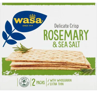 Produktbild von Wasa Delicate Dünnes Knusperbrot Rosmarin & Salz, 190 g – Knäckebrot
