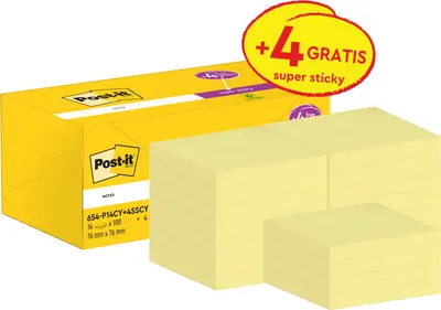 Produktbild von Haftnotiz Super Sticky Notes Promo 654-P14CY+4SSCY gelb Packung mit 8 Stück