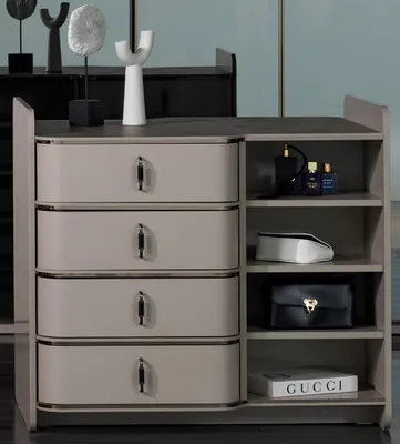 Zdjęcie produktu dla Stylowa komoda w kolorze beżowym Designerska komoda z szufladami Eleganckie meble drewniane