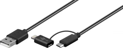 Produktbild von USB Kabel A -> micro B +Apple 8pin Adapter St/St  1.00m s