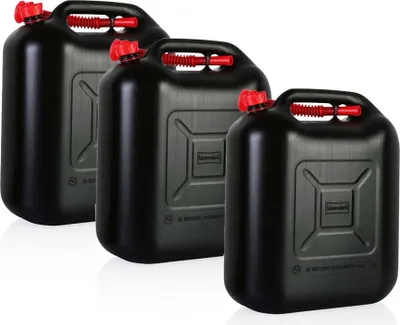 Produktbild von 3x Benzinkanister Kraftstoffkanister 20L Kunststoff Reservekanister schwarz