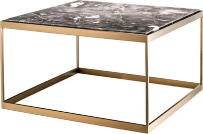 Produktbild von Casa Padrino Beistelltisch Grau / Messing 65 x 65 x H. 38 cm - Luxus Edelstahl Tisch mit Marmorplatte