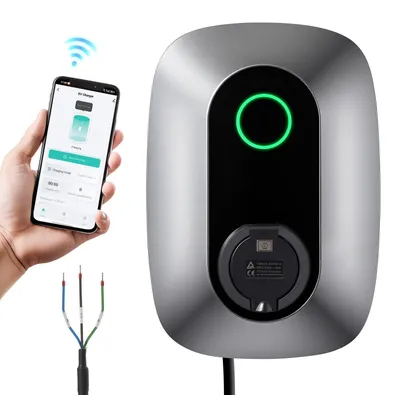 Produktbild von Wallbox E-Auto Ladestation - Typ 2 Autoladegerät - 7 kW 32 A Einphasig 230 V AC - IP54 Wetterfest - App-Steuerung - LED-Anzeige für Elektroautos und Plug-in-Hybride