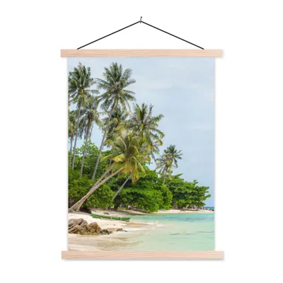 Produktbild von MuchoWow® Textilposter Palmen - Strand - Sommer - Tropisch 60x80 cm mit holzfarbenen Rahmen - Wandbild