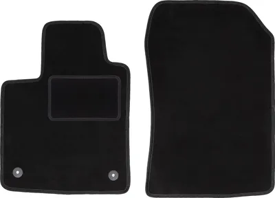 Image de Tapis de sol avant velours sur-mesure pour Renault Twingo II (2007-2014, hatchback) noir, jeu 2 pièces, fixations - STANDRAD