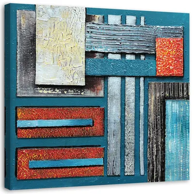 Produktbild von Leinwandbild abstrakte komposition mit blau 50x50 cm Feeby blau wandbild bereit zum aufhängen