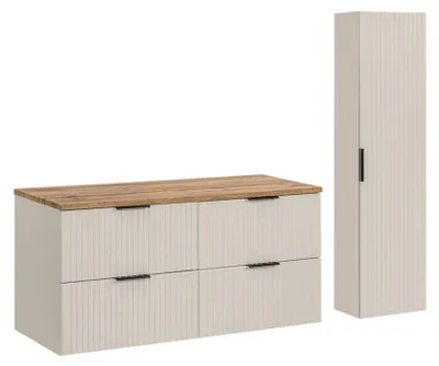 Produktbild von Badezimmer-Set NOXERA 120 cm - Kongo-Braun - Waschtischplatte + hängender Schrank