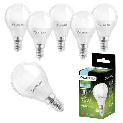Produktbild von LUMILED LED Lampen E14 P45 10W ersetzt (75W Glühlampe) 6 Stück Set 1055lm 6500K kaltweiß 180° Lichtwinkel 230V Glühbirne Birne Leuchtmittel Tropfenform Kugel Energiesparlampe