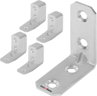 Immagine prodotto di KOTARBAU® Set di 50 connettori angolari 35 x 35 x 16 x 2 mm con perlina Angolo di costruzione in acciaio Fori di montaggio Connettori per mobili Zincato Connettori in legno per carichi pesanti Angolo di montaggio