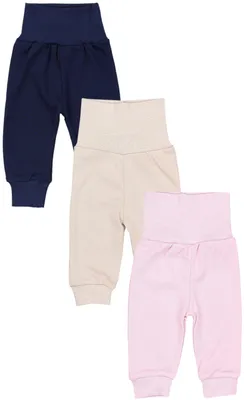 Produktbild von TupTam Baby Mädchen Lange Pumphose 3er Pack, Farbe: Beige / Dunkelblau / Puderrosa, Größe: 68