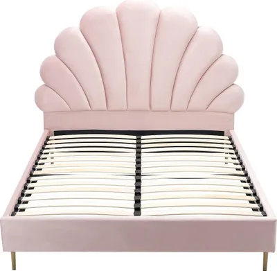 Produktbild von Muschelbett 160 x 200 cm - Velours - Rosa - LIVAYA
