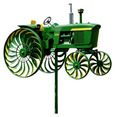 Produktbild von Metall Windmühle im Traktor-Design für den Garten, wetterfeste Windskulptur und Gartenstecker, 28 x 14 cm
