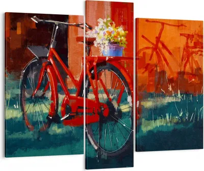 Produktbild von Bild auf Leinwand - Leinwandbild - Fahrrad Blumen - 95x80cm - Wand Bild - Wanddeko - Wandbilder - Leinwanddruck - Bilder - Kunstdruck - Wanddekoration - Leinwand bilder - Wandkunst - CB95x80-3712