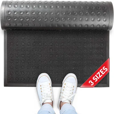 Produktbild von Fußmatte Türvorleger Schmurzfangmatte Ringgummimatte 90x180cm genopped Schwarz Robust Wasserabweisend