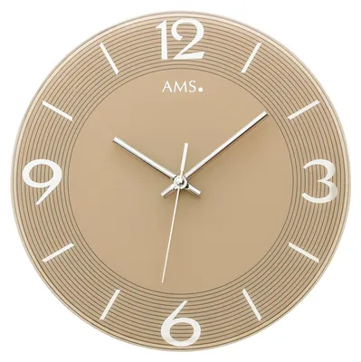 Produktbild von AMS W9572 Wanduhr mit facettiertem Spiegelglas hellbraun