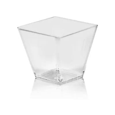 Produktbild von 50x Fingerfood-Becher eckig klar 100 ml PS 5,9 x 5,9 x 5,4cm