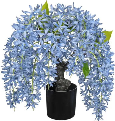 Produktbild von Kunstblumen 35 cm, blauer Blauregen im Topf, für Tischdekoration