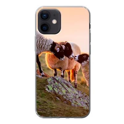 Produktbild von MuchoWow® Handyhülle Schutzhülle Hülle für iPhone 12 Schafe - Tiere - Sonnenuntergang Silikon Softcase Handy Hülle - Schutzhülle