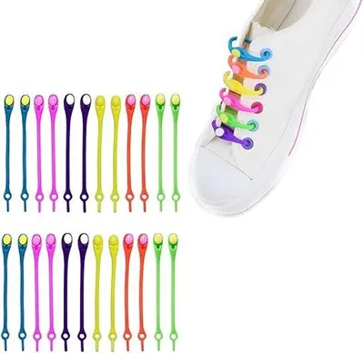 Produktbild von Elastische Sneakerbänder, 24er Pack, ohne Knoten, für Kinder und Erwachsene, aus Gummi, farblos