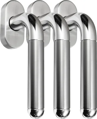 Produktbild von Edelstahl Fenstergriff Sets 3 x FG Star II Bicolor L-Form V2A Fensterbeschlag