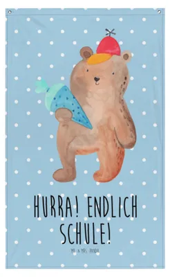 Produktbild von Mr. & Mrs. Panda Gobelin Bär Schultüte - Blau Pastell - Geschenk, Erster Schultag, Hängedeko, Schulbeginn, Wandteppich, Einschulung, Teddy, Wandbild, Boho, Grundschule