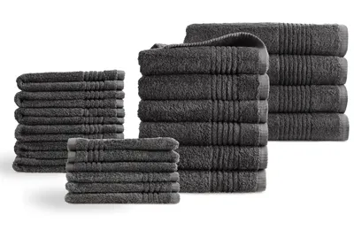 Produktbild von PHLOX Handtücher 22 Teilig Set - 100% Baumwolle  600 g/m² - Weich, Frottee, Saugstark -  Anthrazit