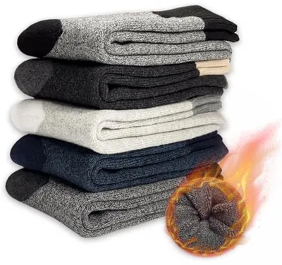 Dicke Thermo Socken für Männer - 5 Paar, Atmungsaktiv, Wintersocken, Bequeme Wandersocken, Geschenkidee in 5 Farben