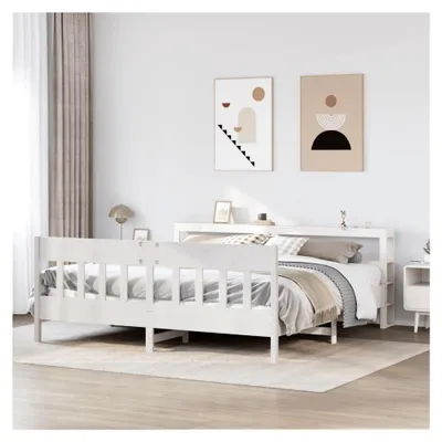Produktbild von Bettgestell ohne Matratze Weiß 180x200 cm Super King Massivholz Kiefer