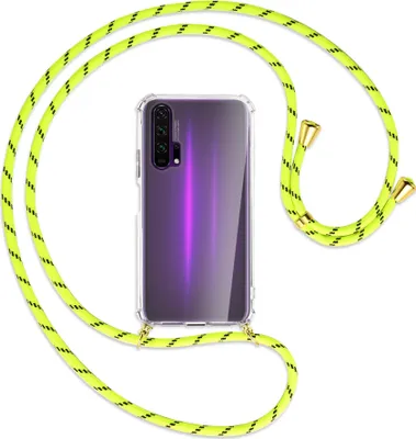 Produktbild von Handykette Backcover-Schutzhülle mit Band (Metall goldfarben) für Honor 20 Pro - neongelb