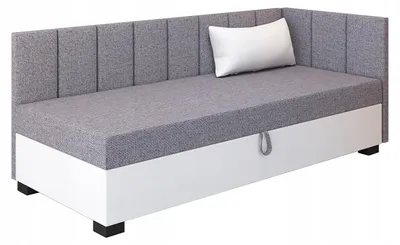 Produktbild von TAPCZANY24 - Boxspringbett Adel+ 113x198x42 cm mit Taschenfederkern Matratze, Bett mit Matratze, Polsterbett mit Bettkasten, Gepolstertes Einzel Bett, Schlafsofa - Grau und Weiß