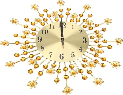 Obrázek produktu pro Kreativní železo evropský styl ve tvaru květin nástěnné hodiny Diamond Hanging Wall Clock