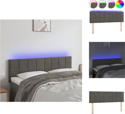 Produktbild von vidaXL LED Kopfteil Dunkelgrau 144x5x78/88 cm Samt -  Kopf- & Fußenden