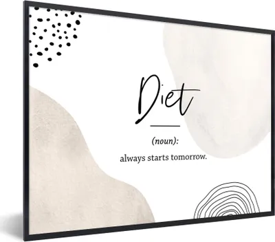 Produktbild von MuchoWow® Gerahmtes Poster Diät - Sprichwörter - Wörterbuch - Zitate - Definition der Diät 80x60 cm - Poster mit Schwarzem Bilderrahmen Wandposter Rahmen Foto Bilder - Schwarzem - Mit Gestell