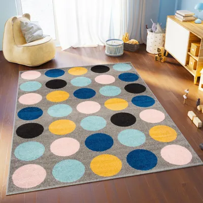 Obrázek produktu pro Tapiso Koberec LAZUR Modern Modrá Růžová Žlutá Krémová Šedá Mládežnický pokoj ÖKOTEX 140 x 190 cm