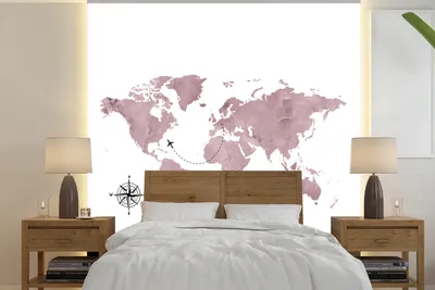 Produktbild von MuchoWow® Fototapete für Wohnzimmer oder Schlafzimmer Wandtapete Vinyl Motivtapete Weltkarte - Aquarell - Windrose - 240x240 cm - Schlafzimmer-Tapete