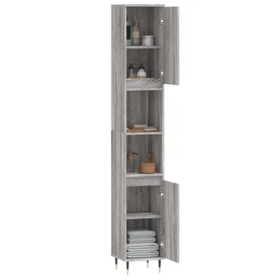 Produktbild von Badschrank Grau Sonoma 30x30x190 cm Holzwerkstoff