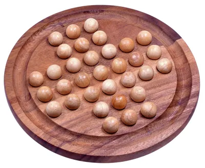 Immagine prodotto di Solitario XL rotondo - Nobile gioco di puzzle in legno di Samena con sfere di legno Ø 26 cm