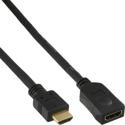 Image de InLine® 17637G HDMI Verlängerung, HDMI-High Speed, Stecker / Buchse, schwarz, e Kontakte, 7,5m