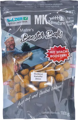 Produktbild von Balzer Matze Koch Booster Balls Boilies 15mm 1kg Weißbrot/Kartoffel