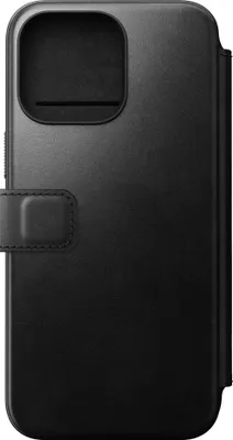 Image de Nomad Modern Horween cuir folio iPhone 15 Pro Max – Développe une patine robuste avec le temps – Fermeture à aimant amovible – Compatible avec le chargement sans fil et MagSafe - Noir