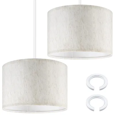 2 Leinenlampenschirme Ø 30x20 cm mit Adapterring, Hellbeige