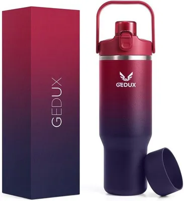 Produktbild von 1000ml Edelstahlbecher mit Handgriff, Vakuumisolierung, 2in1 Deckel, Silikonboden