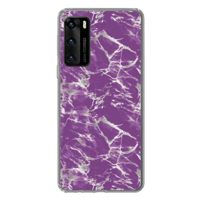 Produktbild von MuchoWow® Handyhülle Schutzhülle Hülle für Huawei P40 Violett - Weiß - Marmor - Muster Silikon Softcase Handy Hülle - Handytasche