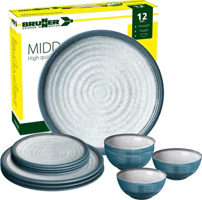 Produktbild von BRUNNER Camping Geschirr Set 4 Personen | Anti-Slip | Midday TUSCANY, 12-tlg.