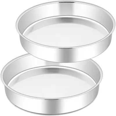 Immagine prodotto di Omgoods - 2 stampi rotondi per torte in acciaio inossidabile, diametro 25 cm