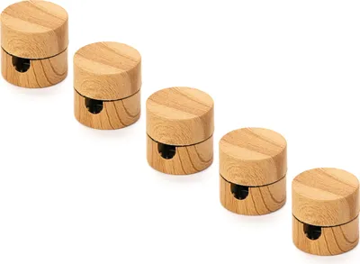 Immagine prodotto di 5 perni a parete e a soffitto, supporto per cavo come fissaggio a soffitto per cavo tessile, (Ø 19 mm), altezza 18 mm, legno