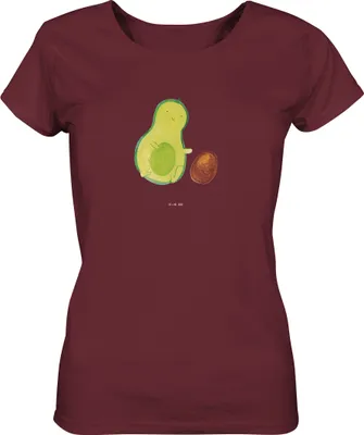 Produktbild von Mr. & Mrs. Panda Basic Shirt Damen Avocado Kern rollt Größe M - Burgundy - Geschenk, T-Shirt, Geburtstag, Geburt, Zur, Kurzarmshirt, Oberteil, Schwanger