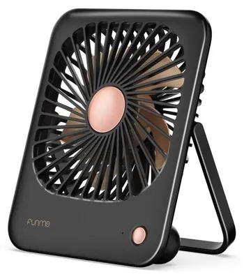 Image de Ventilateur de table 3000 mAh, 20 dB, 3 vitesses, noir et or, 2-en-1, pliable, sans fil