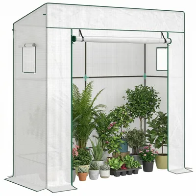 Productafbeelding van Tomatenkas met roldeur en gaasraam, 196 x 77 x 197 cm, wit