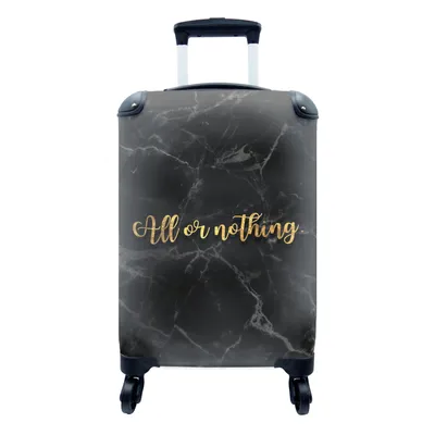Produktbild von MuchoWow® Koffer Handgepäck Trolley Rollkoffer Kleine Reisekoffer mit 4 Rollen - Sprichwörter - Marmor - Gold - Schwarz - Cabin Size < 55x40x23 cm & 55x40x20 cm - Fotokoffer - Kabinenkoffer - Boardgepäck - Reise-Box - Reisekoffer - Reisegepäck - Koffer mit Bild - Trolley für Kinder
